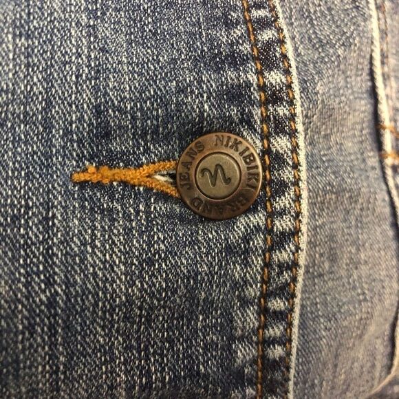 Cropped Blue Jean Jacket Sz M - Picture 6 of 9